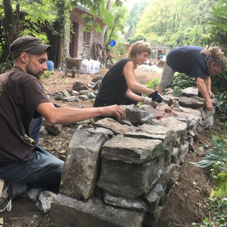 Chantier maçonnage abris-bois 